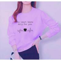 ราคา เสื้อยืดท็อปสตรี LONG-SLEEVED สําหรับผู้ใหญ่ด้วย MY HEART BEATS MOTIF, TRENDY, อนาคตพิมพ์ DTF (46901328052)