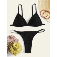 ราคา บิกินี่สายฝอ สายเล็ก สายสปาเก็ตตี้ กางเกงThong สีดำ Solid ชุดว่ายน้ำแซ่บๆ (24878437619)
