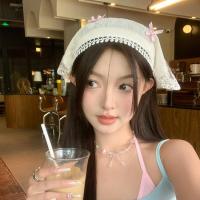ราคา 1 ชิ้นสาวหวานสีขาวสีชมพู Bowknot Hairbands สามเหลี่ยมผม Hoops Headwear อุปกรณ์เสริม (25483835694)