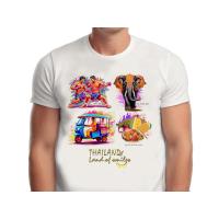 ราคา เสื้อยืดลายไทย เสื้อลายไทย 4 ลาย ช้างไทย มวยไทย ผลไม้ไทย ตุ๊กตุ๊กไทย S-5XL เสื้อยืดพิมพ์ลาย (28180224150)