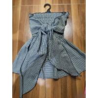 ราคา เสื้อเกาะอก ลายสก็อตขาวดำสม็อครอบอก มีโบว์ให้ผูกตรงหน้าอกเก๋ๆ (28784796873)