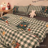 ราคา นักเรียนการ์ตูนลายสก๊อตน่ารักคู่เดียวสี่ชิ้นชุดหญิงแผ่นหอพักผ้าปูที่นอนผ้าห่มปกกบชุดสามชิ้น เอ่อ (48254372361)