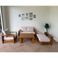 ราคา ชุดโซฟาไม้สักทอง เบาะผ้าฝ้าย 2L (ST) (40254396108)