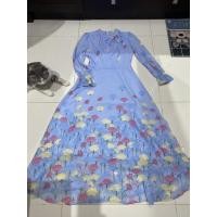 ราคา เดรสยาวผ้าชีฟองสีฟ้าลายดอก (9242736334)