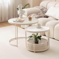 ราคา ชุด 2ชิ้น โต๊ะหินชนวน/กระจก โต๊ะนั่งพื้น โต๊ะกลมโทนครีม โต๊ะกลางโซฟา ตกแต่งห้องนั่งเล่น สไตล์สมัยใหม่ โต๊ะกลมแบบยืดหด ไต๊ะรับแขก【พร้อมใช้ทันที】 (46854533720)
