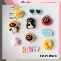 ราคา ชุดสติ๊กเกอร์ 10 ชิ้น เครื่องราง 3D พร้อมธีม happy Penguin พลาสติกแข็งติดรองเท้าแตะ MayTo Crocodile JB-410 (47452893205)
