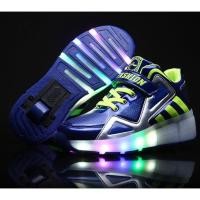ราคา ((รองเท้าสเก็ต1ล้อ/มีไฟLED)) รองเท้ามีล้อหุ้มข้อหนังแก้ว 1 ล้อมีไฟ LED เรืองแสง (Size31) (404540059)