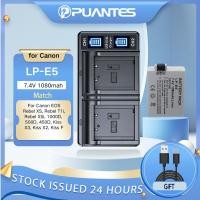 ราคา Puantes LP-E5/E5 แบตเตอรี่ + ช่องคู่เครื่องชาร์จ LCD USB สําหรับ Canon EOS Rebel XS, Rebel T1i, Rebel XSi, 1000D, 500D, 450D, Kiss X3, Kiss X2, Kiss F (28373176732)