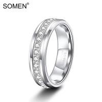 ราคา Somen แหวนแต่งงานทังสเตน ฝังเพทายทังสเตน สีเงิน 6 มม. สําหรับผู้ชาย ขนาด 6-12 (16996493332)