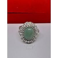 ราคา แหวนเงิน พลอยหยก ล้อมเพชร พร้อมส่ง (19893744553)