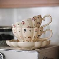 ราคา Chansuay - จานสวย แก้วกาแฟ แก้วชา พร้อมจานรอง ลายดอกไม้เล็ก แก้วกาแฟน่ารัก (41907761234)