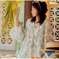 ราคา ส่งต่อ (ไม่มีตำหนิ) เดรส lookbooklookbook fly me to the moon summer blue เสื้อแขนยาว ลายดอก สีฟ้า (29954608403)