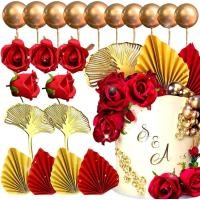 ราคา JeVenis 21 ชิ้น Red Rose เค้กตกแต่ง Queen วันเกิดเค้กตกแต่ง Ginkgo ใบปาล์มสําหรับวันเกิดหมั้นเจ้าสาว (51203279733)