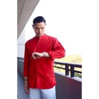 ราคา เสื้อเชิ้ต แขนยาว คอจีน สี แดง แดงสด (3577098064)