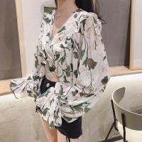 ราคา New korea design พร้อมส่ง เสื้อชีฟองแขนบอลลูนลายดอกไม้ (6536835088)