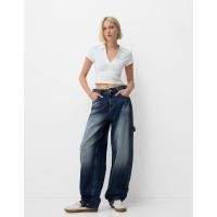 ราคา (ของแท้) BERSHKA wide balloon carpenter jeans กางเกงยีนส์ สียีนส์เข้ม (26014384222)