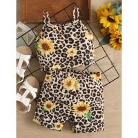 ราคา SHEIN วัยสาว เสื้อสลิง & กางเกงขาสั้น เสือดาว & ลาย ดอกทานตะวัน (26134155243)