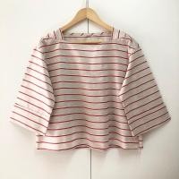 ราคา M-station เสื้อคอปาด แขนกระบอกพับเบิ้ลปลาย สีน้ำตาล-แดง มือสอง (29185684253)