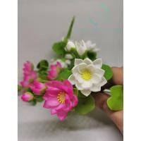 ราคา ช่อดอกบัวจิ๋ว "Size M" ขนาดดอกบัวกว้าง 3 ซม. ดอกบัวขนาดกลาง ดอกบัวดินปั้น ดอกบัวตกแต่งหิ้งพระ หน้ารถ ดอกบัวถวายพระ (26667920337)