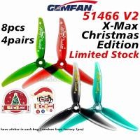 ราคา Gemfan คริสต์มาส Prop 51466 V2 ทนทาน 3-Blade Xmas ใบพัด M5 Freestyle RC Drone FPV 4 คู่/8 ชิ้น (49051585587)