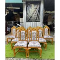ราคา เก้าอี้หลุยส์ เก้าอี้รับรองงานไม้สักไม่มีที่วางแขน บุเบาะผ้าสีสวยๆ(ไม่รวมโต๊ะเคียง) (43810682682)