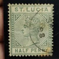 ราคา 1891 St Lucia, 1/2d, green QVIC stamp (28322316583)