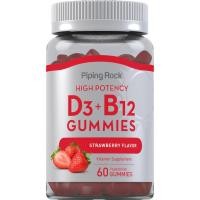ราคา PipingRock Vitamin D3 + B12 Gummies (60Gummies) กัมมี่วิตามินดี3 วิตามินบี12 (23487373835)