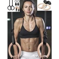 ราคา ชุด 2 Birch Wood Hanging Gymnastic Rings Dip Training Support with Bar, Indoor and Outdoor GYM Ring (1 คู่) (53405076989)