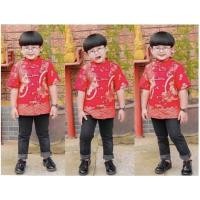 ราคา เสื้อคอจีนแขนสั้นเด็กผู้ชาย สีแดง ชุดตรุษจีน (13367870696)