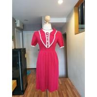ราคา ชุดเดรสไหมพรมสีแดงอัดพลีท (9350528485)