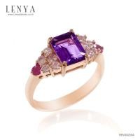 ราคา LENYA แหวนพลอยอเมทิสต์ เสริมความสงบใจ มีสติ มั่งคั่ง ขนาด 8 มิล ตัวเรือนเงินแท้925 ชุบพิงค์โกลด์ (41573087965)