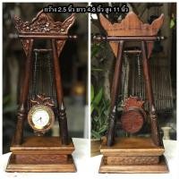 ราคา antique table clock นาฬิกาตั้งโต๊ะ(ใช้งานได้ปกติ) นาฬิกาเสาชิงช้าจำลอง นาฬิกาโบราณไม้สักย้อมสี (29173748724)