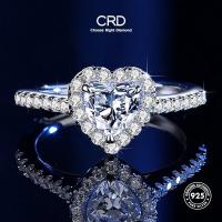 ราคา CRD แหวนผู้หญิงงานแต่งงานปรับเงิน 925 Perak Perempuan Cincin แฟชั่นเครื่องประดับเกาหลีหัวใจตัด Moissanite แหวนเพชร (44316388313)