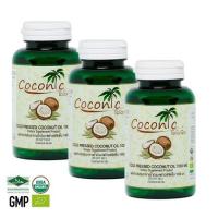 ราคา ( ส่งฟรี!! KERRY ) Coconic Coconut oil น้ำมันมะพร้าวสกัดเย็นออร์แกนิค 100% ชนิดแคปซูล 1000mg ( 3 กระปุก 180 แคปซูล ) (5231431759)