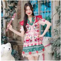 ราคา (Limited มี L) Robin Catty Dress เดรสทรงสูทผ้าไหมเกาหลีพิมพ์ลาย แขนสั้น ติดกระดุมหน้า มีปกแต่งขอบพู่ขน มีซับใน (28669834542)