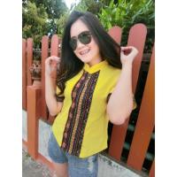 ราคา เสื้อพื้นเมืองคอจีน สีเหลือง ผ้าฝ้าย ผ้าไทย (1982067119)