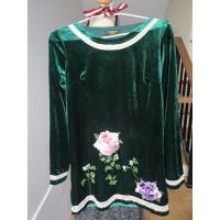 ราคา เดรสกำมะหยี่​ สีเขียวหัวเป็ด​ ปักดอกไม้ลายสวยเก๋ (13175382241)