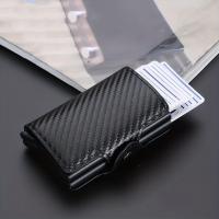 ราคา Dual-Slot RFID Auto Pop Card Case Mens Short Carbon Fiber Anti-Theft Magnetic Closed (57404452691)