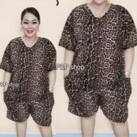 ราคา ชุดเสื้อกางเกงฟรีไซส์ อก 50-54นิ้วใส่สบาย ผ้ามูลเวฟคอวี เหมาะกับน้ำหนัก95-120โล (20066593374)