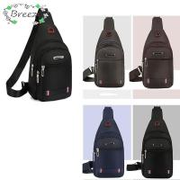 ราคา BREEZE Men Messenger กระเป๋า,สีดําสีฟ้าสีเทาสีน้ําตาลผ้าผู้ชายกระเป๋าCrossbody,สี่เหลี่ยมผืนผ้าUSB Charge Port Sling Chest Bag Travel (47354718758)