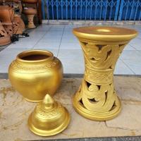 ราคา โอ่งน้ำเสริมฮวงจุ้ย สูง 13 นิ้ว รวม ขาตั้งสีทอง โอ่งสีทอง โอ่งน้ำ โอ่งเงิน โอ่งมงคล โอ่งดิน โอ่งโบราณ โอ่งเสริมฮวงจุ้ย (23462808691)