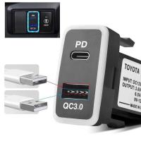 ราคา USB-C ที่ชาร์จในรถยนต์ รองรับการชาร์จเร็ว Type-C PD และ QC3.0 พอร์ต USB คู่ สำหรับรถยนต์โตโยต้าเท่าน (43976335704)