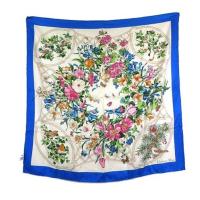 ราคา Christian Dior scarf silk flower pattern bird butterfly white green blue Direct from Japan Secondha (26766046880)