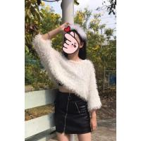 ราคา เสื้อขนฟรุ้งฟริ้ง เสื้อขนๆ สีขาว เสื้อเอวลอย (14532436469)