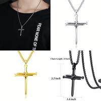 ราคา สร้อยคอ พร้อมจี้ ไม้กางเขน Steel Cross Necklace Classic Simple Versatile Stainless Steel Nail Pendant (29782141958)
