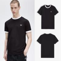 ราคา Fred Perry Contrast Tape Ringer T-Shirt in Black/white /ดำแถบขาว (5425699733)
