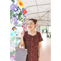 ราคา ชุดแซก ชุดแซกมัดหมี่ เดรสสั้น เดรสผ้าไทย ผ้าไทย (12297550757)