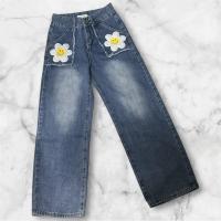 ราคา กางเกงยีนส์แต่งหน้ายิ้มป้ายร้านDACHILLSize M (42555383578)