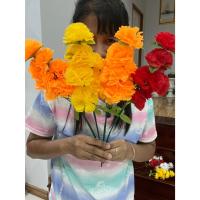 ราคา ดอกดาวเรืองช่อ 1 ช่อ 10 ดอก ( ช่อดอกดาวเรืองเลือกสีได้ งานผ้า สวยแน่นๆๆ ) ดอกไม้ปลอม ดอกไม้ตกแต่ง ดอกไม้ไหว้พระ (44220334186)