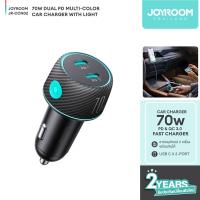 ราคา Joyroom รุ่น CCN02 70W Dual PD Multi-Color Car Charger with Light Button-Black (21784532072)
